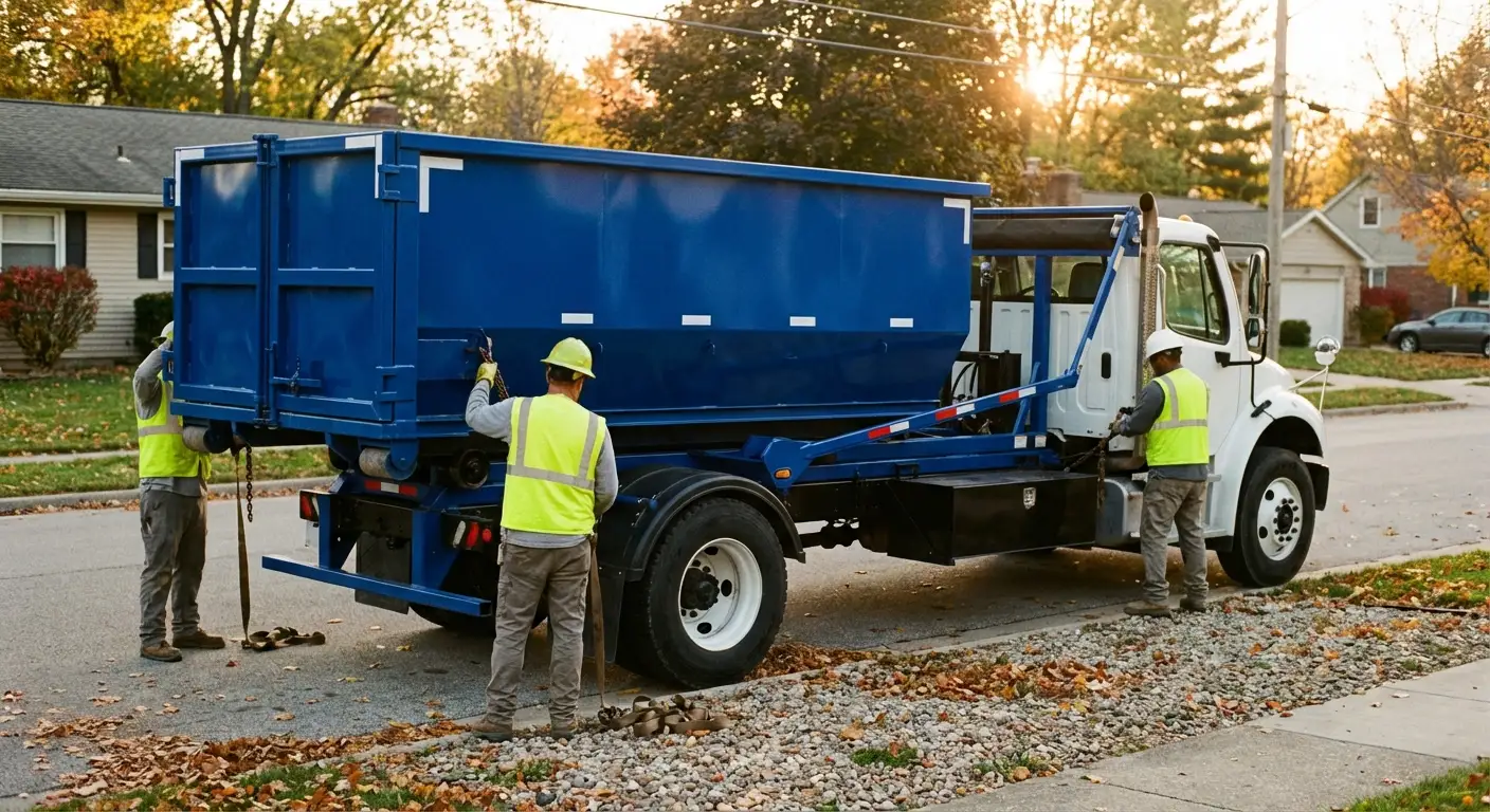 Roll-off dumpster delivery truck in Los Angeles, CA