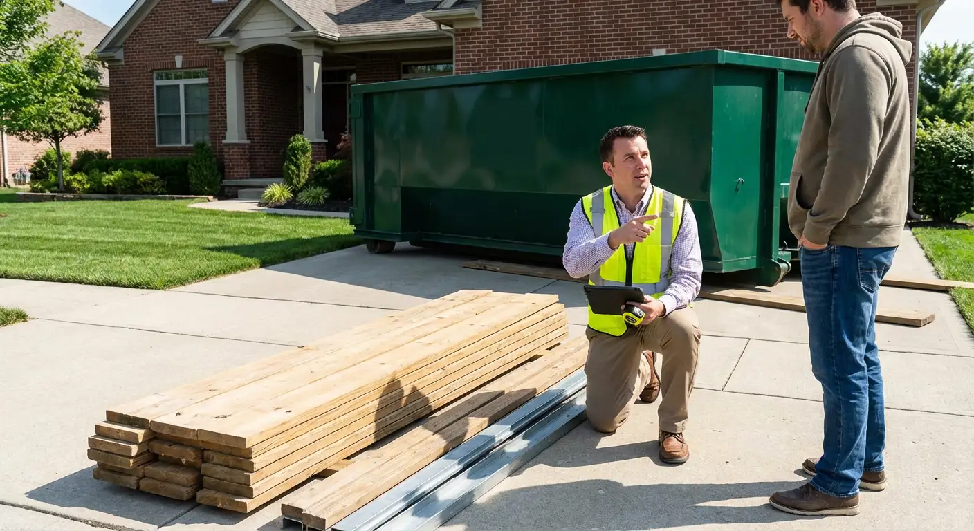 Dumpster rental delivery truck in Los Angeles