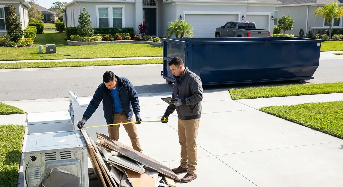 Concrete dumpster rental delivery truck in Los Angeles, CA