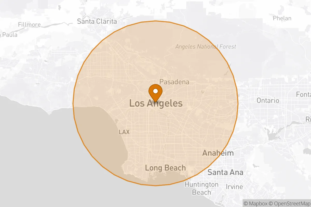 service area service area map in Los Angeles, CA
